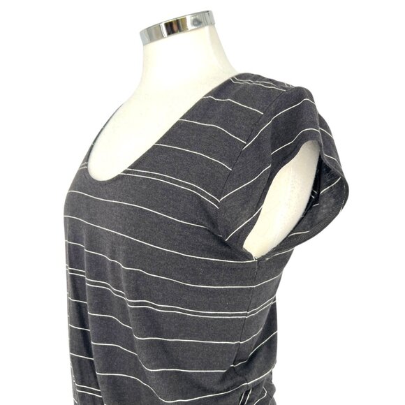PrAna Striped Janey Foundation Dress Black Charcoal White Tencel Size Medium - Picture 4 of 15